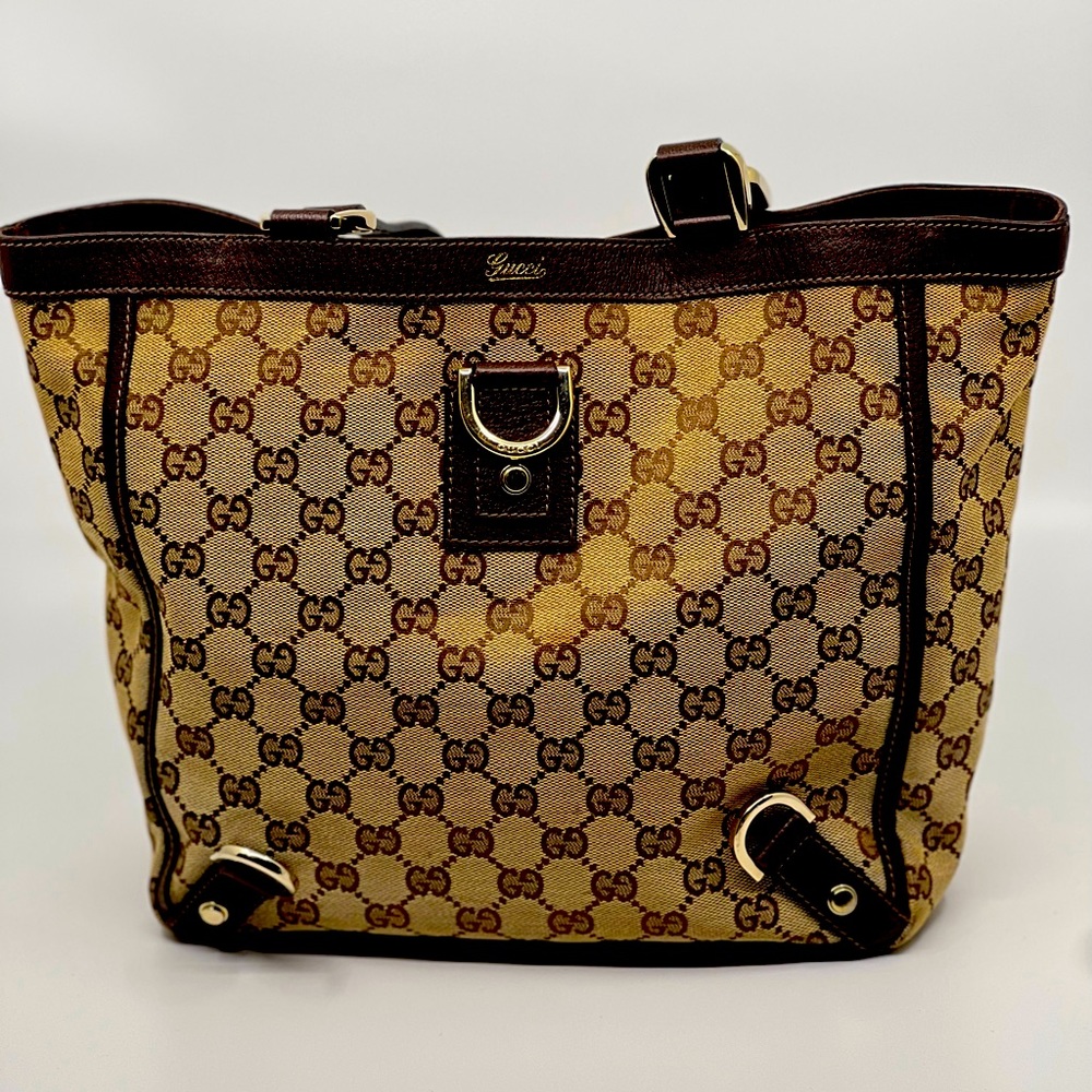 Gucci vintage monogram small tote brown with cover